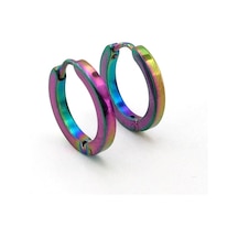 Yanar Döner Renkli 16 MM Çaplı Unisex Çelik Halka Küpe E733