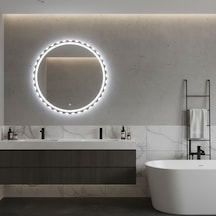 90x90 Cm Luna Dot Led Banyo Aynası Dimming Touch Sensörlü Beyaz Işık 6500k Beyaz