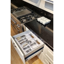 10'lu Set Modüler Kaşıklık Şeffaf Çekmece Içi Düzenleyici Mutfak Makyaj Banyo Buzdolabı Organizer Şeffaf 42 X 49 Çok Renkli