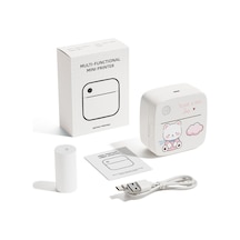 Vkemall B1 Mini Termal Yazıcı 58mm - Bluetooth, Aı Portre, Faturalar/notlar, 1200mah Pil, Pembe Ayı Desenli, 1 Roll Kağıt Dahil
