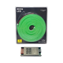 Powerr Led Aydınlatma 5 Metre 12 Volt 6x12 Mm Esnek Yeşil Neon Led 5a Slim Trafo Set