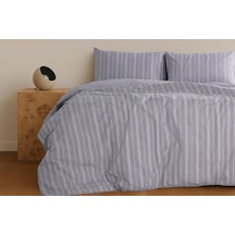 Sleeptown Keten Görünümlü Armürlü Pamuk Nevresim Takımı Tek Kişilik 160x220 Gri Çok Renkli