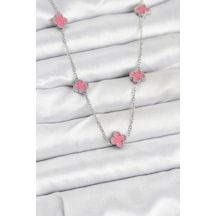 Tegan 316l Çelik Zincir Gümüş Renk Pembe Baby Boy Yonca Kadın Kolye Tg27bko10579 Çok Renkli