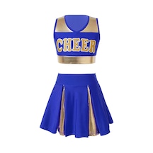 Mavi Çocuk Kız Amigo Dans Elbise Set Kolsuz Mektup Baskı Kırpma Üst Etek Tezahürat Üniforma Mavi Mavi Çocuk Kız Amigo Dans Elbise Set Kolsuz Mektup Baskı Kırpma Üst Etek Tezahürat Üniforma Mavi