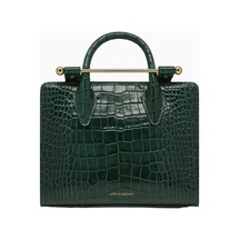 Strathberry Mini Bottle Green Kroko Deri Lüks Tote Çanta, Şık Ve Zamansız Tasarım Omuz Çantası Yeşil