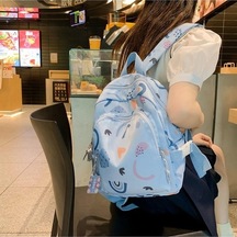 Novahub Yeşil Sevimli Kadın Baskılı Naylon Sırt Çantası Yeşil Yeşil