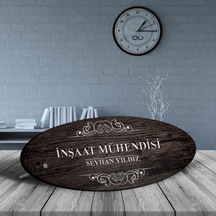 Kişiye Özel Mesleki İnşaat Mühendisi Ahşap Oval Masa İsimliği - 3
