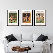 Winslow Homer Çiftlik Kızları Üçlü Çerçeveli Mdf Tablo Seti-174302