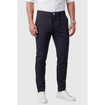 Rizzup Erkek Koyu Lacivert Slim Fit İpli Kumaş Pantolon Dar Kesim Esnek Smart Casual 2601100