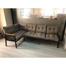 Miami Melisa 3+2 Köşe Yön Değiştirilebilir Koltuk Takımı Balkon-bahçe-kafe-çay Seti Cappuccino