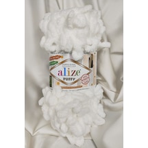 Puffy Beyaz El Örgü İpi 100gr. 9mt. 5'li Paket - Renk: 55