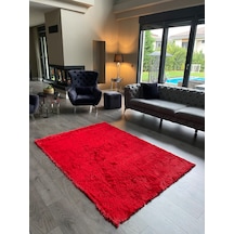Tavşan Kırmızı Yumuşak Dokulu Peluş Halı Dikdörtgen