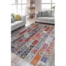 Çam Halı Siesta Patchwork 32-457 Etnik Eskitme Desenli Dokuma Tabanlı Yıkanabilir Şönil Salon Ve Oda Halısı Multi 24