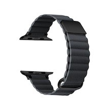 Watch 40mm Uyumlu Krd-78 Pu Deri Kordon Strap Kayış Ardx- Koyu Gri