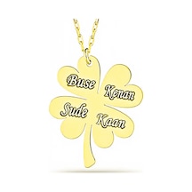 Gümüş Gold Dört Yaprak İsimli Yonca Kadın Kolye