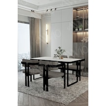 Avvio Roxy Metal Ayak Tokyo Demonte Sandalye 80x120 Yemek Masası Mutfak Masası 4 Kişilik Beyaz