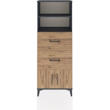 Arges Dolap 2 Raflı 2 Çekmeceli 2 Kapaklı 60x30x163 Antrasit-çam Antrasit