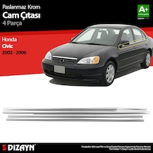 S-Dizayn Honda Civic Krom Cam Çıtası 4 Prç 2002-2006