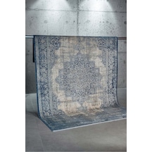 Salon Halısı Viskon Bambu Dokuma Halı Yumuşak Dokulu Modern Sık Dokuma Aura 2892 Lacivert