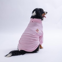 Pembe Teddywood Orta-büyük Irk İçin Ayıcık Nakışlı Esnek Sıcak Tutan Köpek Sweati Köpek Kıyafeti
