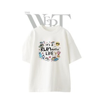 Thewert Running Gear Tasarım Baskılı Ünisex Beyaz Oversize T-shirt
