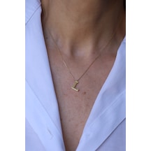 14 Ayar Altın L Harfli Kolye 1 Cm Genişlik - Kly33513