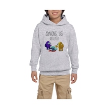 Among Us Discuss Gri Çocuk Kapşonlu Sweatshirt Gri