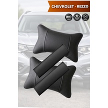 Chevrolet Rezzo Uyumlu Siyah Lüks Deri Yastık Set Deri Kemer Koruyucu