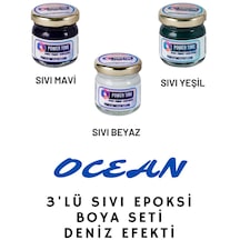 3'lü Opak Transparan Sıvı Pigment Boya Seti Epoksi Için Ocean / 3 Adet Epoksi Boyası/ Deniz