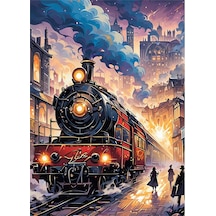 Eski Buharlı Tren Desenli Mdf Tablo 35cm X50cm