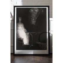 Ethereal Watcher Siyah Ahşap Çerçeveli Poster, Dekoratif Soyut Monokrom Duvar Tablosu