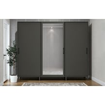 Petek Tamamı Mdf Sürgülü Portmanto Vestiyer Ayakkabılık Füme 240 Cm Antrasit