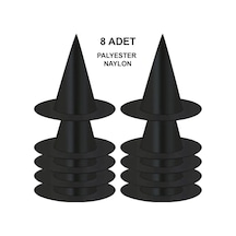 8 Adet Siyah Cadı Şapkası Yetişkin &amp Çocuk Kostüm Aksesuarı - Ezjı-718662 18