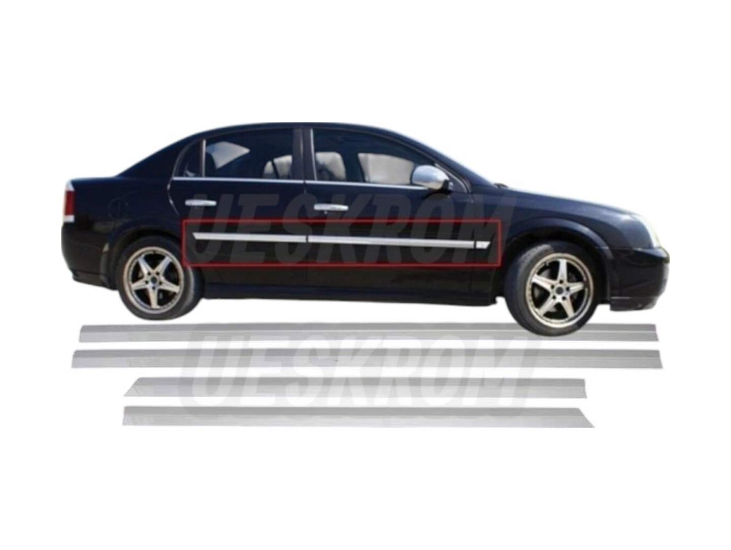 Ueskrom Opel Vectra C 2002-2008 Krom Yan Kapı Çıtası 4 Parça Paslanmaz Çelik