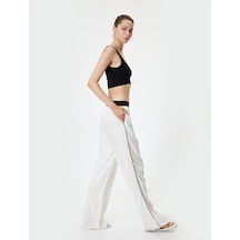Koton Keten Karışımlı Pantolon Oversize Geniş Paça Beli Lastikli Cepli Biyeli Kırık Beyaz 4sal40141ıw Ekru