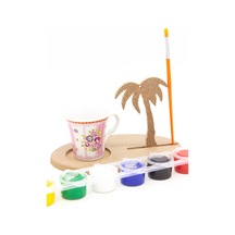 Na Neşeli Ahşap Yaz Temalı Ahşap Bardak Altı, Mumluk Ve Dekor Seti - Kahve Sunmu , Süs, Ahşap Boyama Model Bardakaltıpalmiyeboyalı