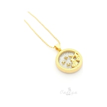 Terazi Burcu Zarif Kolye-2 Gold Beyaz - Mavi