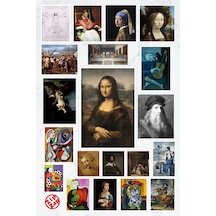 Ressamlar, Van Gogh, Leonardo Da Vinci, Johannes Vermeer, Sticker Paketi 20 Adet Çok Renkli