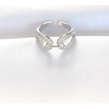 Zirkon Taşlı Silver Renk Ayarlanabilir Yüzük - Tj-byk3108 Beyaz