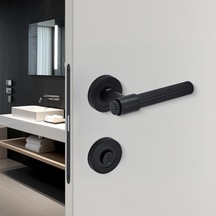 Sese Bade Modeli Yuvarlak Rozetli Wc Kapı Kolu Siyah 200-209r-02-02