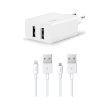 Ttec 2scs21db 2.4a Şarj Usb Başlık Çift Çıkış Apple Uyumlu iPhone +micro Usb Kablo