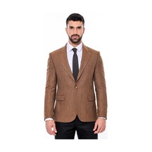 Wessi Slim Fit Desenli Açık Kahverengi Erkek Ceket Açık Kahverengi