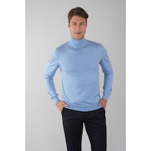 Bisse Erkek Yün Basic Yarım Balıkçı Yaka Triko Mavi Tr23knos23210 D35 Mavi