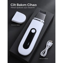 Cilt Bakım Cihazı Metal Spatula Uçlu Usb Şarjlı Kapaklı Yüz Aleti Bx-316406