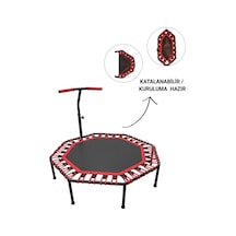 Sekizgen Katlanabilir Trambolin Ev Tipi Katlanır Zıplama Kırmızı Trambolin