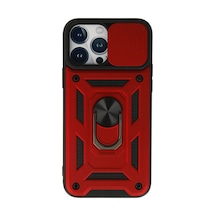Apple iPhone Uyumlu 13 Pro Kılıf Pars Lens Yüzüklü Silikon - Kırmızı Bzsxx00 1
