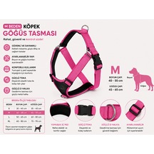 Köpek Göğüs Tasması M Beden Boyun 40-55 Cm Göğüs 45-65 Cm İçi Pedli Ayarlanabilir - Fuşya Çok Renkli