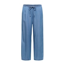 Only Onlcharis Regular Fit Belden Bağlamalı Bol Paça Pantolon Bayan Pantolon 15363959 Mavi