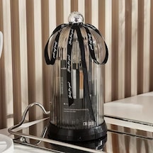 Cbtx Makyaj Fırçası Saklama Kovası Dönebilen Tuvalet Masası Kozmetik Saklama Rafı Kapaklı - Siyah