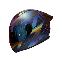 Siyah Vizörlü + Ls2 Rapid 2 Optik Kapalı Motosiklet Kaskı Mavi - Mor